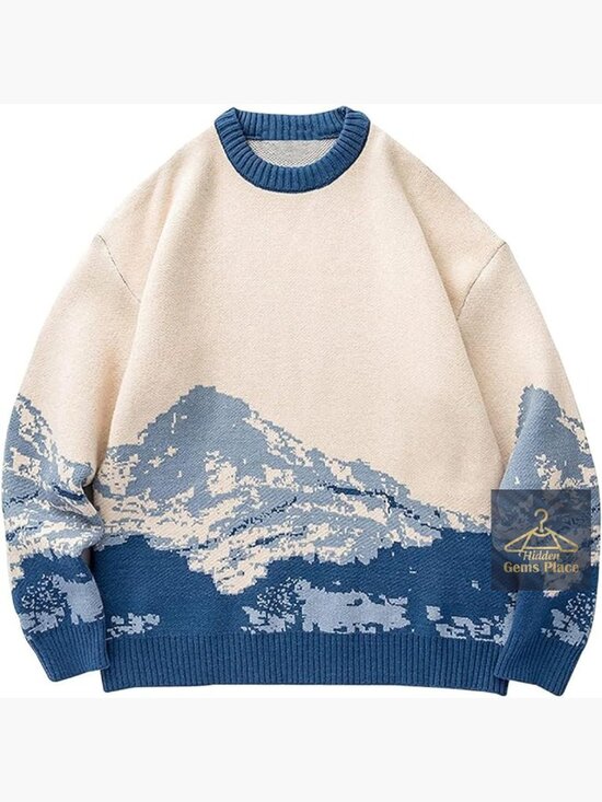 Other - Oversized Graphic Cable Knit Sweater Unisex Crewneck Pullover